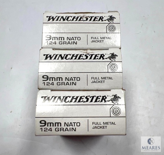 150 Rounds of Winchester 9mm NATO 124 Gr. FMJ Ammo