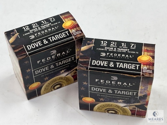Two Boxes Federal 12 Ga. Dove & Target 2-3/4" No. 7-1/2 Shot
