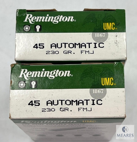 Two Boxes Remington UMC .45ACP 230Gr. FMJ Ammo