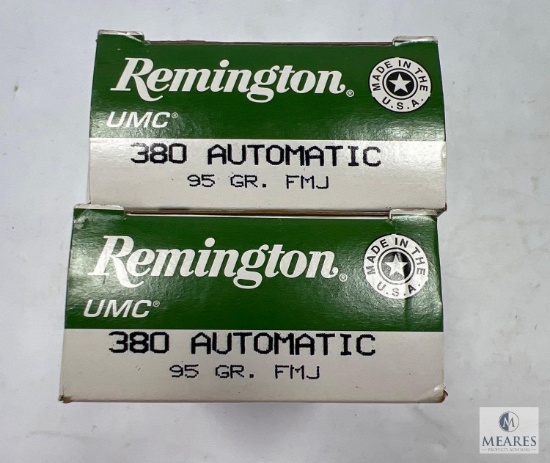 Remington UMC .380 ACP Ammo 95 Gr. FMJ. Two 50 Round Boxes