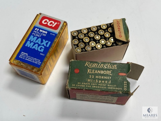 Box of CCI .22 WMR andBox of Remington Kleanbore .22 Hornet Ammunition