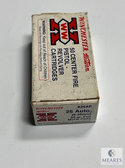 Box of 50 Winchester WW .25 Auto 50-grain Full Metal Case Ammunition