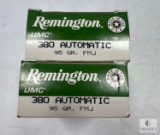 Remington UMC .380 ACP Ammo 95 Gr. FMJ. Two 50 Round Boxes