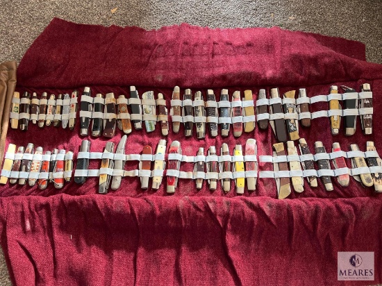 Knife Collection of 55 Folding Pocket Knives - Boker, Barlow, Old Timer, Vintage Advertising Knives