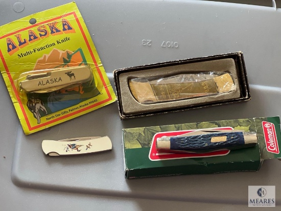 Four Mixed Folding Knives - Coleman, WW2, Alaska and Ducks