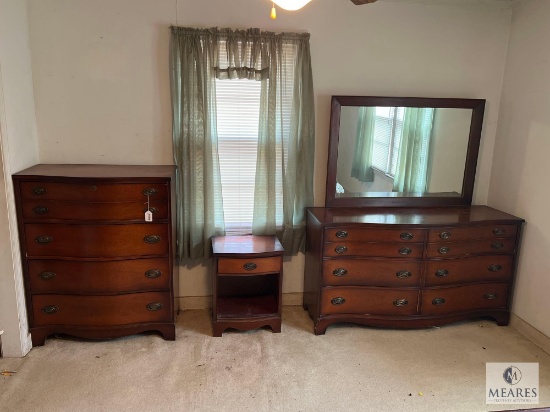 Bassett Furniture Chest of Drawers, Dresser with Mirror and Full-size Bed (NO SHIPPING)