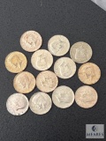 Group of 13 Mixed Date 40% Kennedy Half Dollars