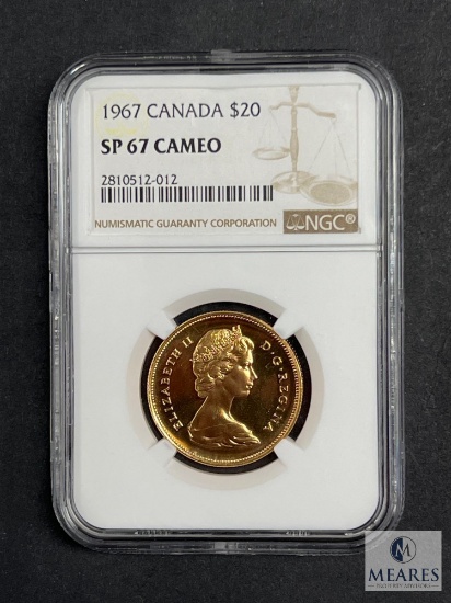 NGC Graded 1967 Canada $20 Gold Coin - SP67 Cameo