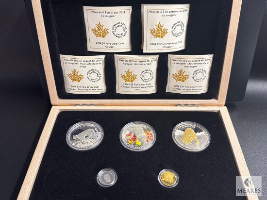2014 Royal Canadian Mint Five-Coin Set with Platinum, Gold and Silver Coins