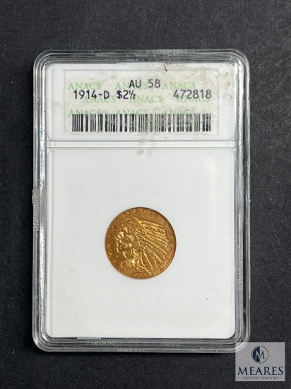 ANACS Graded 1914-D $2.50 Gold Coin - AU58