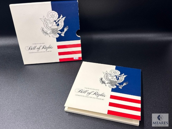 US Mint Bill of Rights Commemorative Proof Silver Half Dollar Coin and Stamp Set
