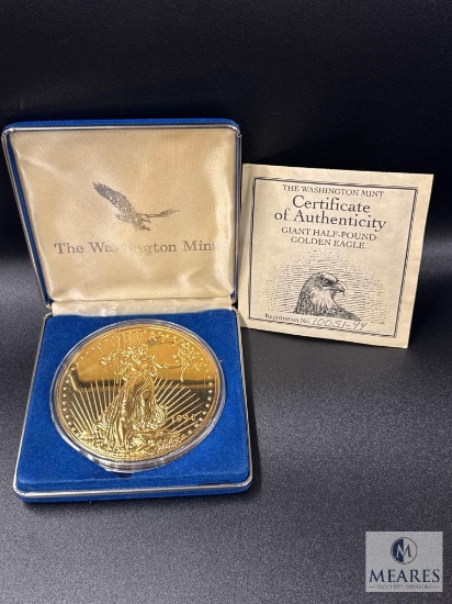 Washington Mint Giant Half Pound (8 Troy Ounces) Golden Eagle - .999 Fine Silver Layered in 24k Gold