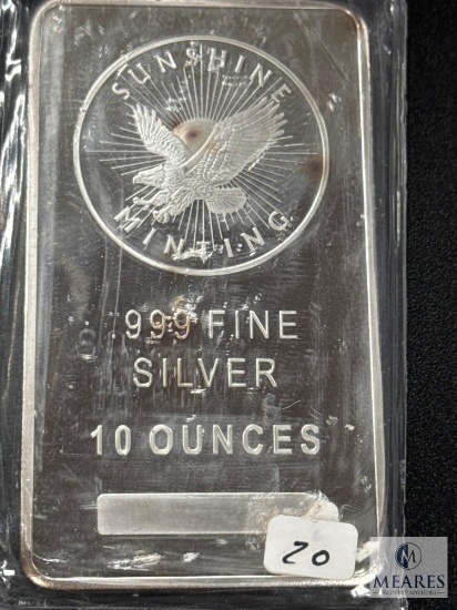 10 Ounce .999 Fine Silver Ingot - Sunshine Mining