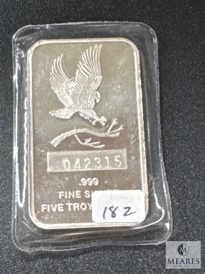 Five Troy Ounce .999 Fine Silver Ingot - Eagle