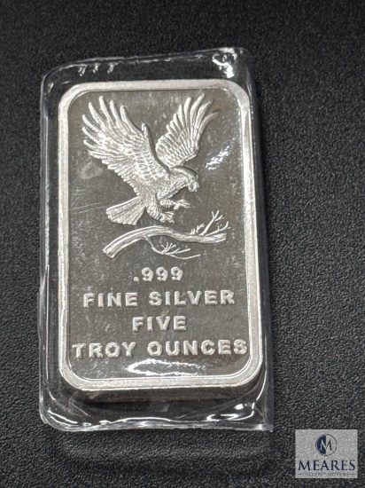 Five Troy Ounce .999 Fine Silver Ingot - Eagle