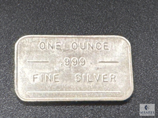 One Troy Ounce .999 Fine Silver Ingot