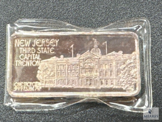 New Jersey One Troy Ounce .999 Fine Silver Ingot