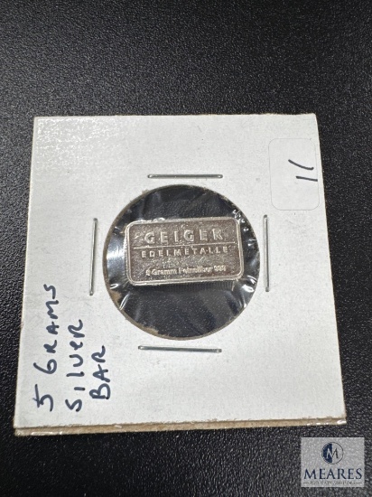 Geiger 5g Ingot - .999 Fine Silver - Schloss Guldengossa