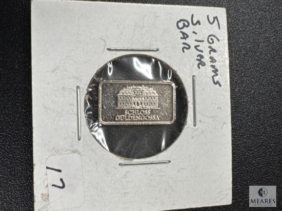 Geiger 5g Ingot - .999 Fine Silver - Schloss Guldengossa