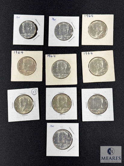 10 1964 90% Silver Kennedy Half Dollars