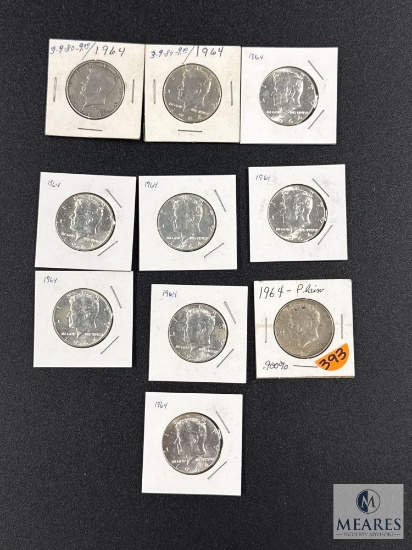 10 1964 90% Silver Kennedy Half Dollars