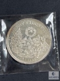 1987 Merry Christmas 1-Troy Ounce .999 Fine Silver Round