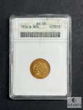 ANACS Graded 1914-D $2.50 Gold Coin - AU58