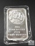 Five Troy Ounce .999 Fine Silver Ingot - Indian Head