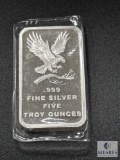 Five Troy Ounce .999 Fine Silver Ingot - Eagle