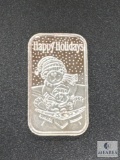 One Troy Ounce .999 Happy Holidays Fine Silver Ingot
