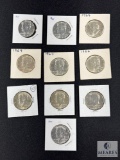 10 1964 90% Silver Kennedy Half Dollars