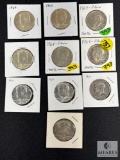 10 1964 90% Silver Kennedy Half Dollars