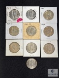 10 1964 90% Silver Kennedy Half Dollars