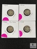 Mixed Date Lot of Four Mercury Dimes