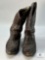 Vintage Made in USA Western Cowboy Boots with Decorative Toe Caps