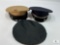3 Military-Style Dress Caps with Cover - Size 7