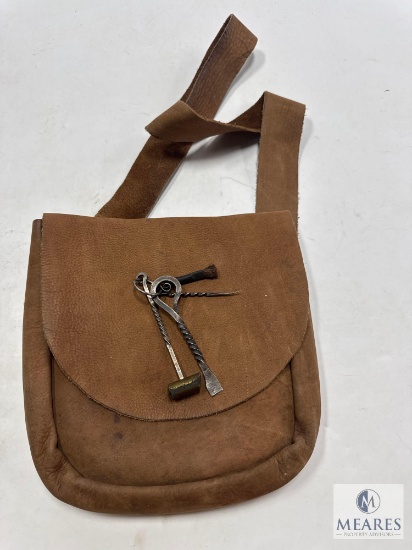Handmade Leather Possibles Bag with Forged Tools