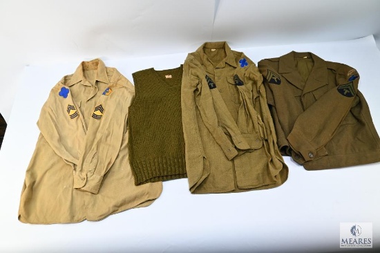 WWII Military Uniform Set - Shirts, Vest, and Jacket
