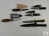 Unique Dagger-Style Knives with Sheaths - Brass, Wood, and Ornate Designs