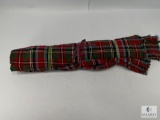 Vintage Rolled Red and Green Tartan Plaid Fabric with Fringe