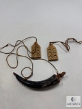 Vintage Black Powder Accessories: Powder Horn and Wooden Bullet Holders