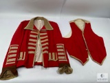 Historic Red British-Style Military Uniform Jacket and Vest