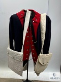 Elegant Navy and Red Historical Reenactment Jacket with Epaulette