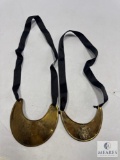 Vintage Brass Gorgets with Ribbon Ties