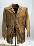 Vintage Jo-O-Kay Natural Leather Western Fringe Jacket