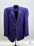 Elegant Purple Suit Jacket with Bow Tie - Size 48R, Pronti Collection