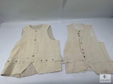Pair of Vintage Beige Military-Style Vests with Button Detailing