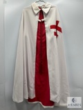 White and Red Crusader Cloak with Cross Emblem