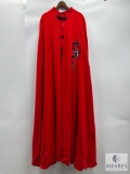 Red Cloak with Black Dragon Embroidery and Satin Lining