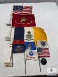 Collection of Military and American Flags - USMC, Navy, Army, Air Force, Coast Guard, and More